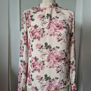 Forever 21 High Neck Floral Blouse Size Small